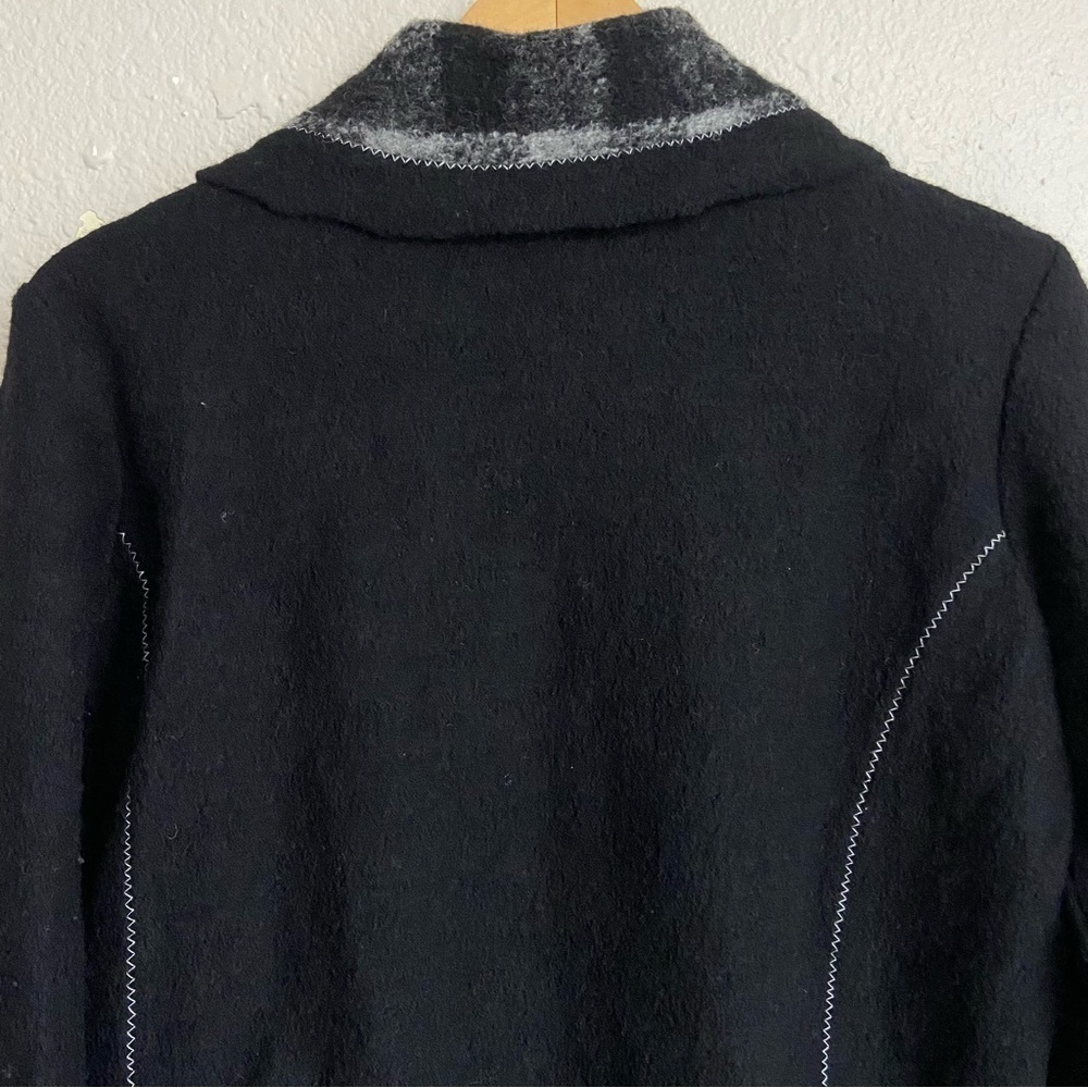 Vintage Chico's Wool Blend Button Jacket Blazer Size 2 Black Checkered - Picture 5 of 10